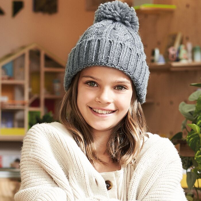 Beechfield Junior Cable Knit Melange Beanie Thumbnail