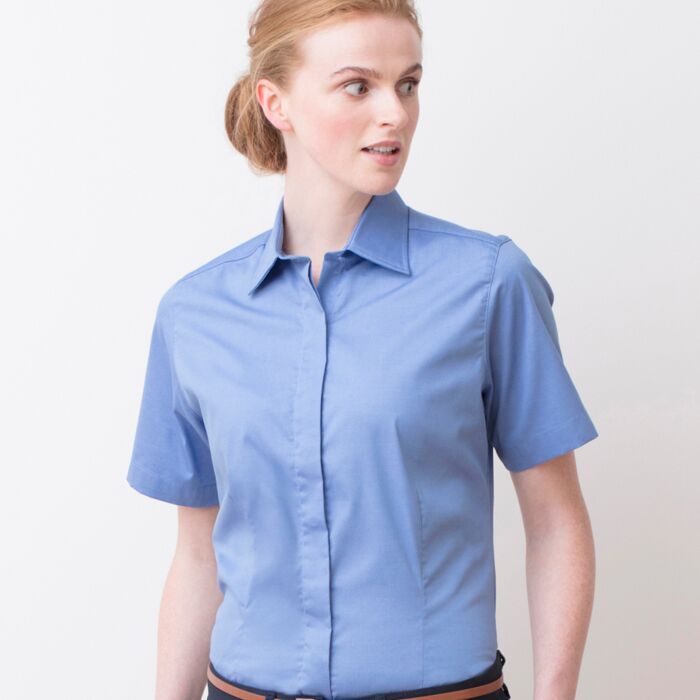 Henbury Ladies Short Sleeve Pinpoint Oxford Shirt Thumbnail